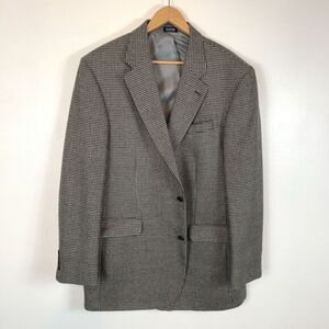 Meeting Street Men's Black Houndstooth Blazer Sport Coat Sz 46L Lambswool